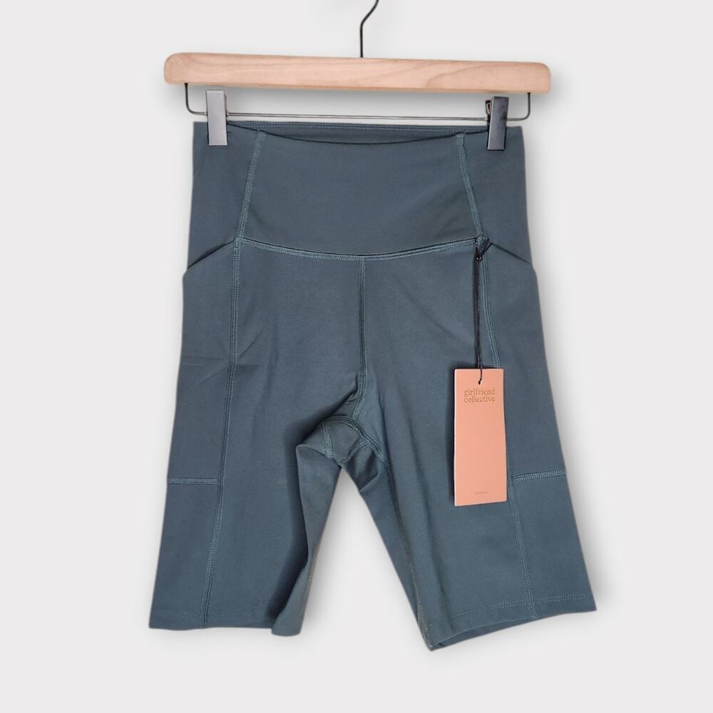 NEW Girlfriend Collective Compressive Pocket Bike Shorts Green Womens Sm